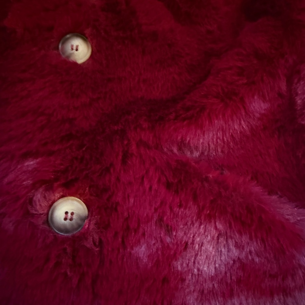 Faux Fur Burgundy Red Cropped Coat - NWT - Picture 7 of 11
